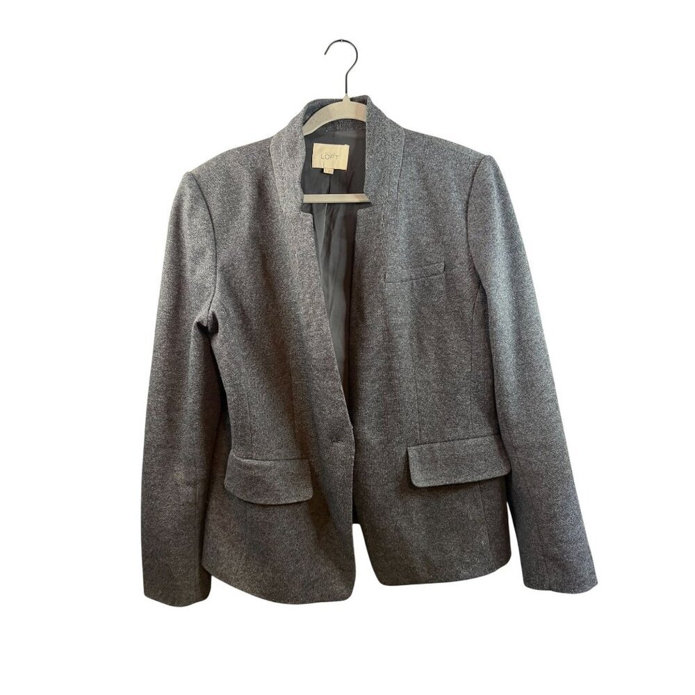 Ann Taylor Loft Gray Open Front Blazer Size 12